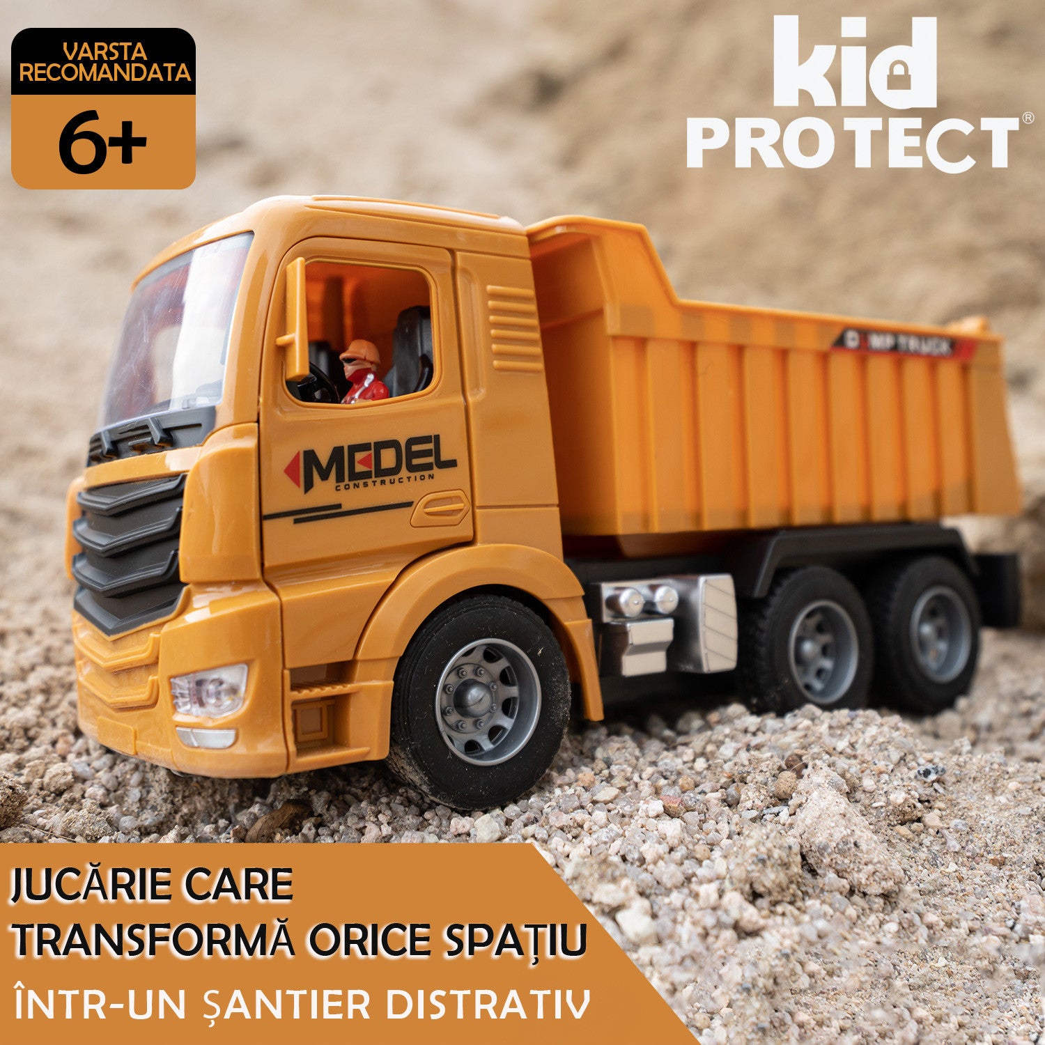 Basculanta Super Realista Cu Telecomanda Pentru Copii KidProtect PowerHaul Remote Basculanta Super Realista Cu Telecomanda Pentru Copii KidProtect PowerHaul Remote